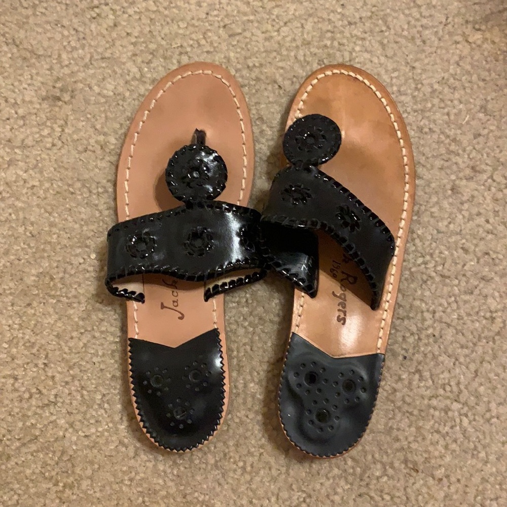 Jack rogers black leather sandals